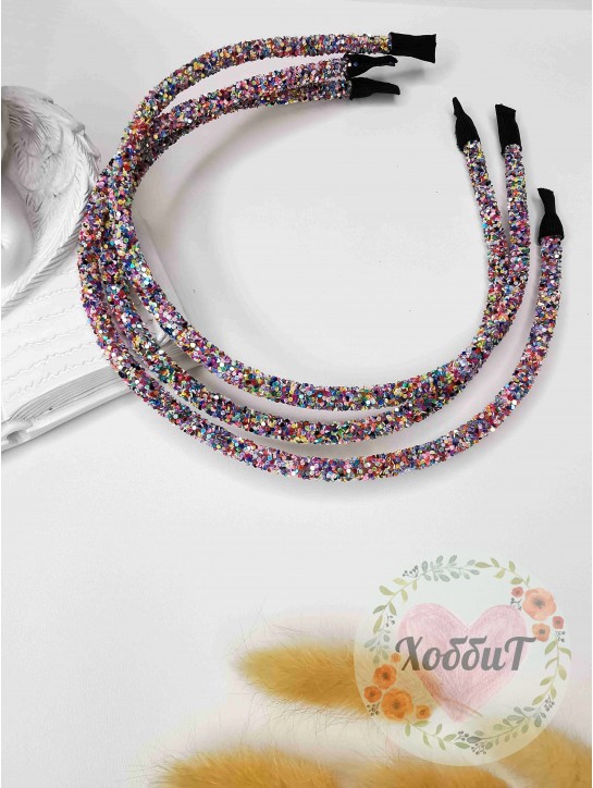 Ободок с крупными блестками (мультиколор темный)